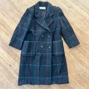 Vintage Mackintosh New England Wool Plaid Coat | Double Breasted, Sz 14